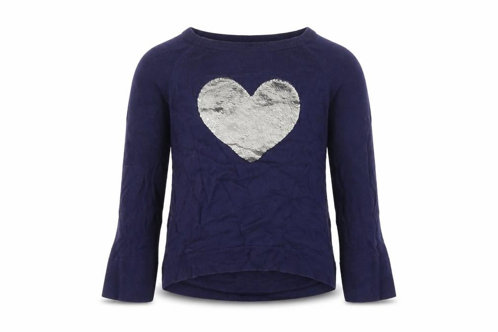 Gap Girls Blue Sequin Heart Pullover Jumper L