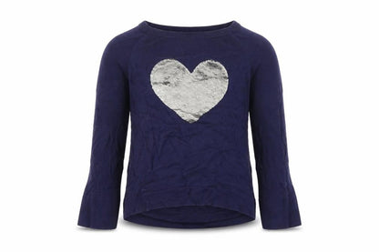 Gap Girls Blue Sequin Heart Pullover Jumper L