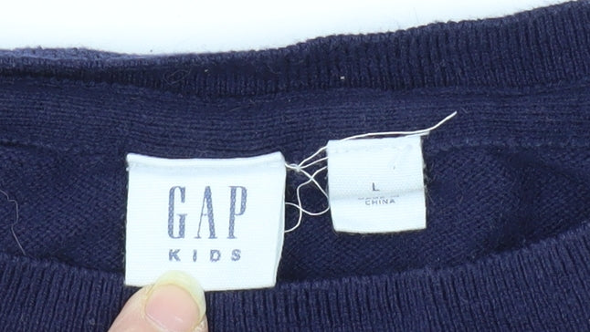 Gap Girls Blue Sequin Heart Pullover Jumper L