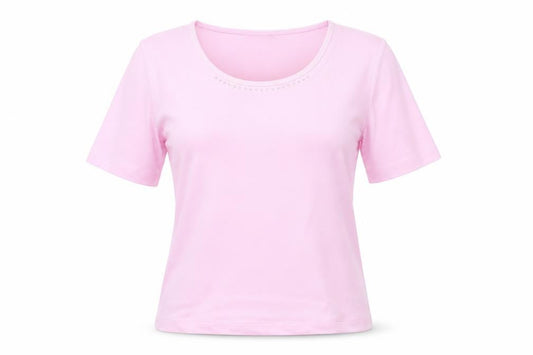 Rabe Women's Pink Basic T-Shirt - Size 8 Short Sleeve