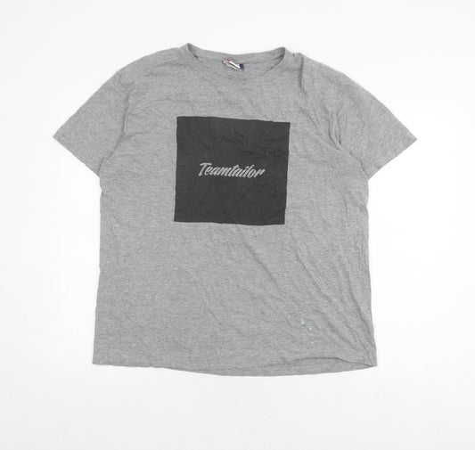 Clique Men's Grey XL Logo T-Shirt, Crew Neck, Casual Wear