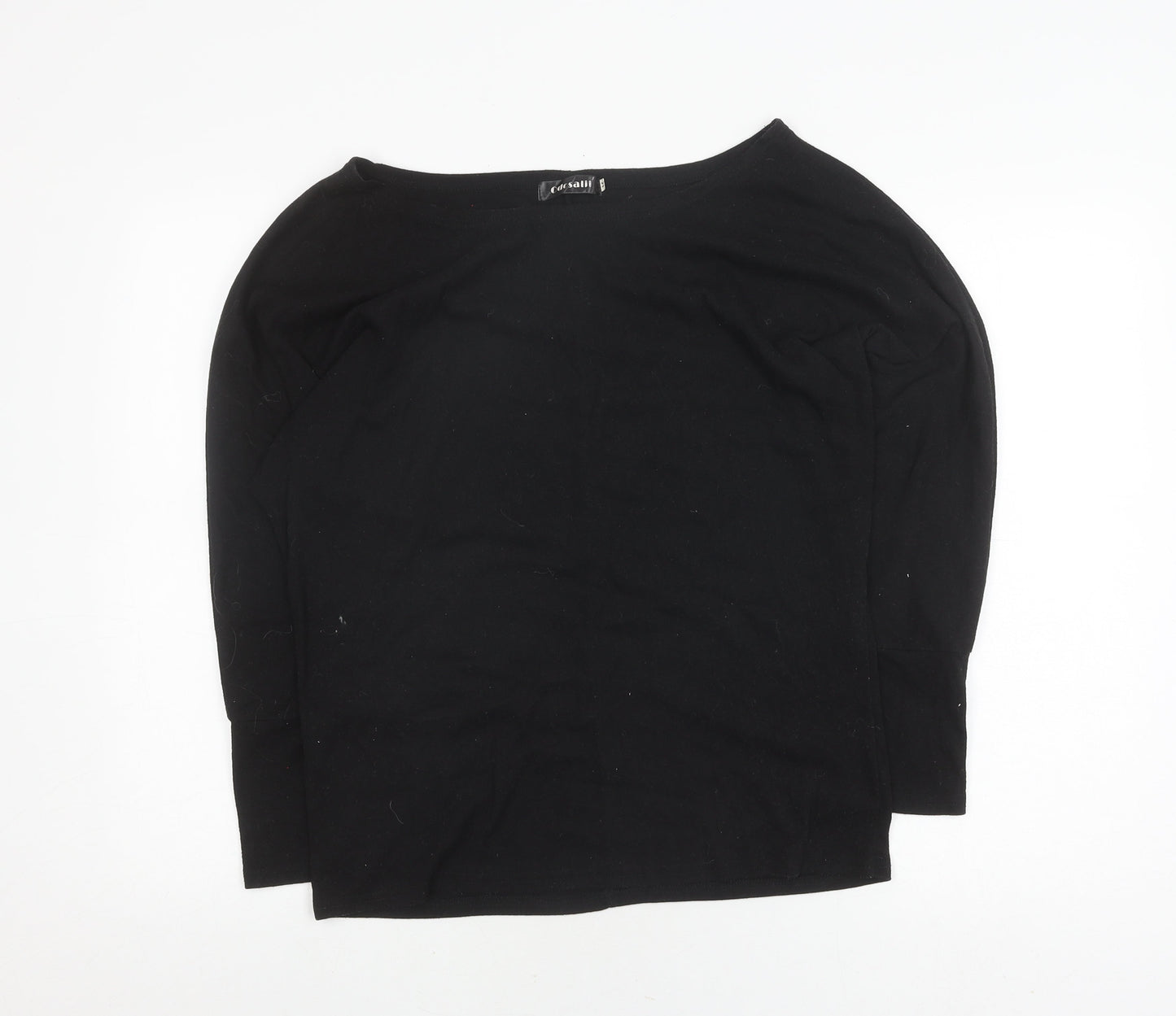 odosalii Women's Black Boat Neck Pullover Jumper M