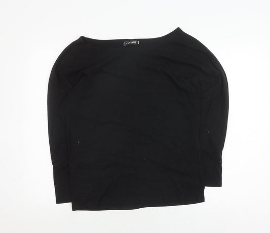 odosalii Women's Black Boat Neck Pullover Jumper M