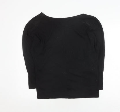 odosalii Women's Black Boat Neck Pullover Jumper M