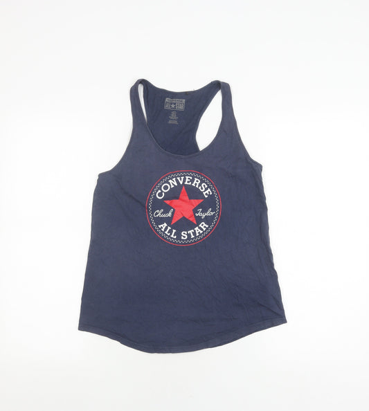 Converse Women's Blue Tank Top - Size S, Basic Style
