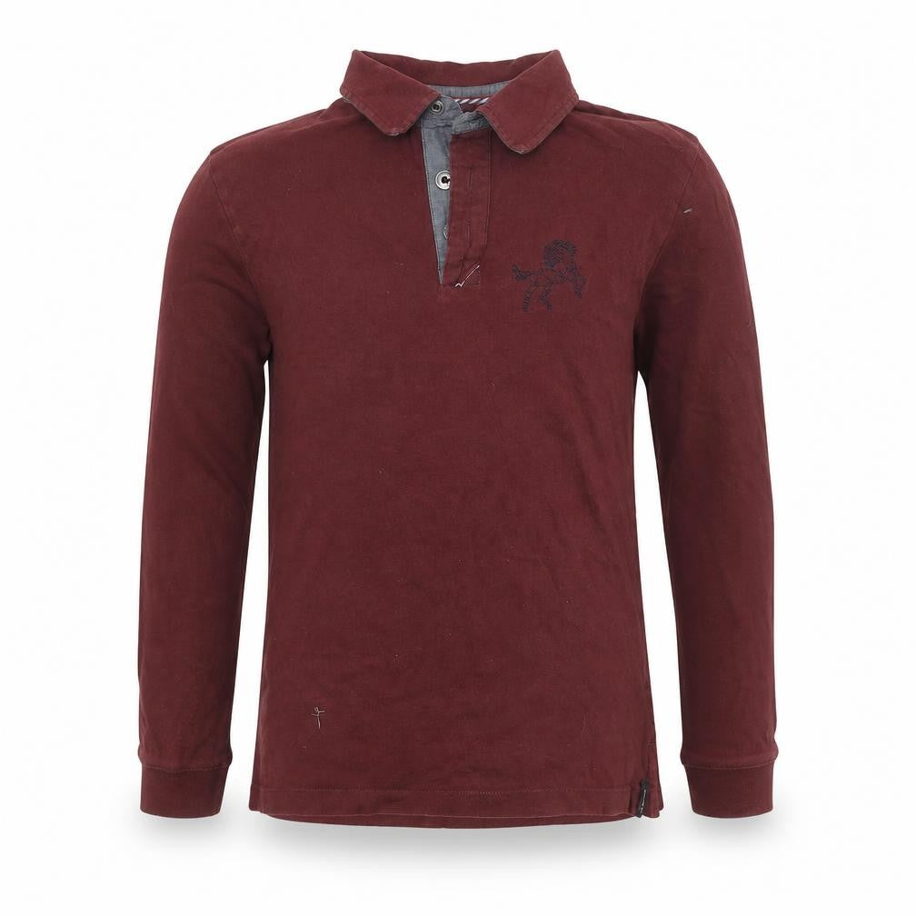 Decathlon Boys Red Polo Shirt 12 Years Long Sleeve Basic