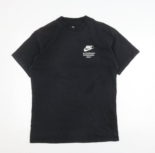 Nike Men's Black Cotton Logo T-Shirt M Casual