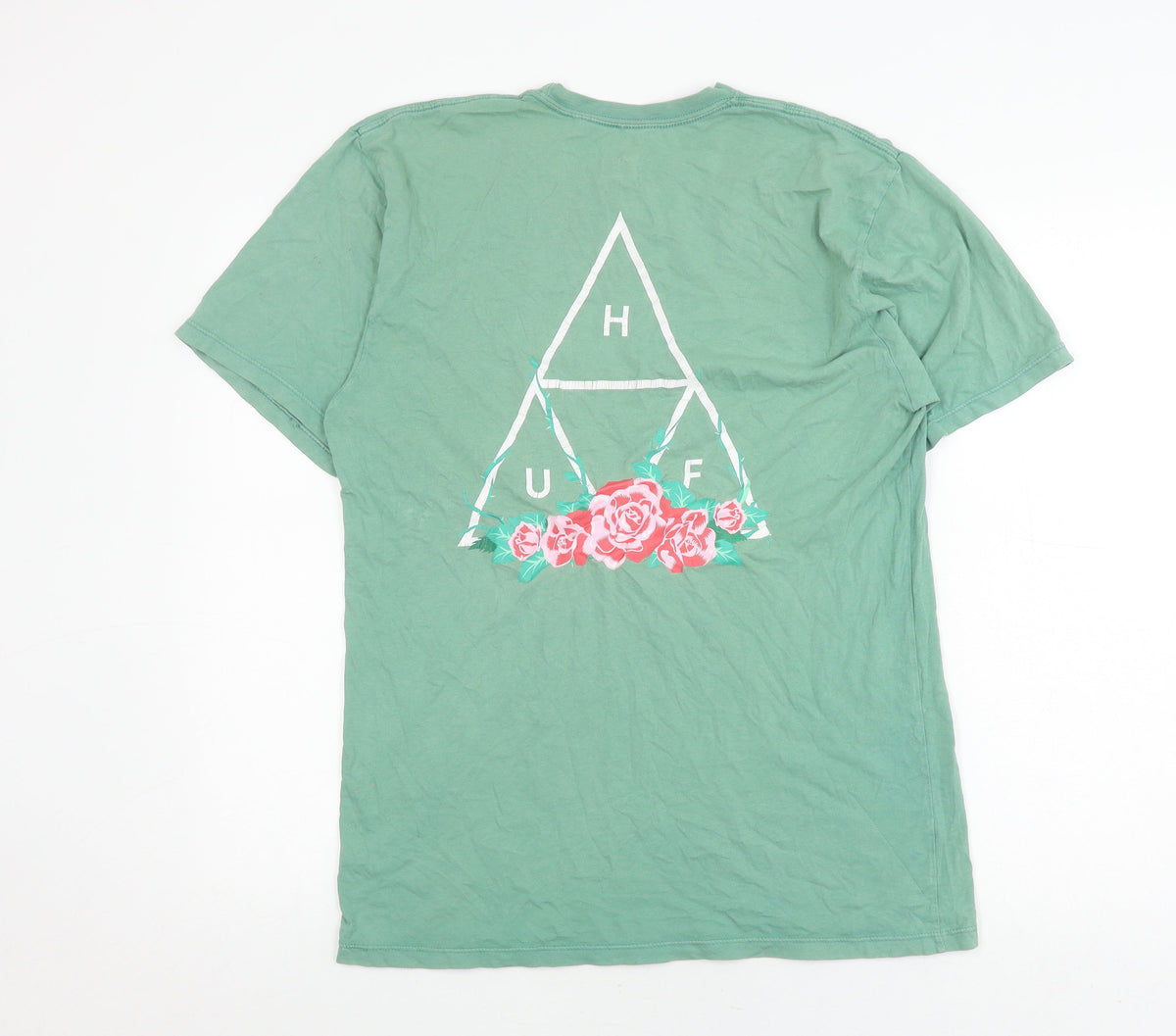 HUF Green Men's T-Shirt M, Graphic Print, Short Sleeve