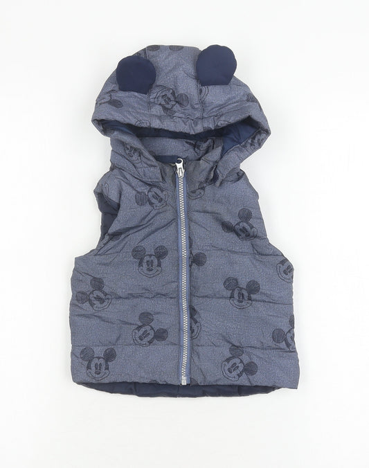 H&M Boys Blue Mickey Mouse Puffer Jacket 18 Months