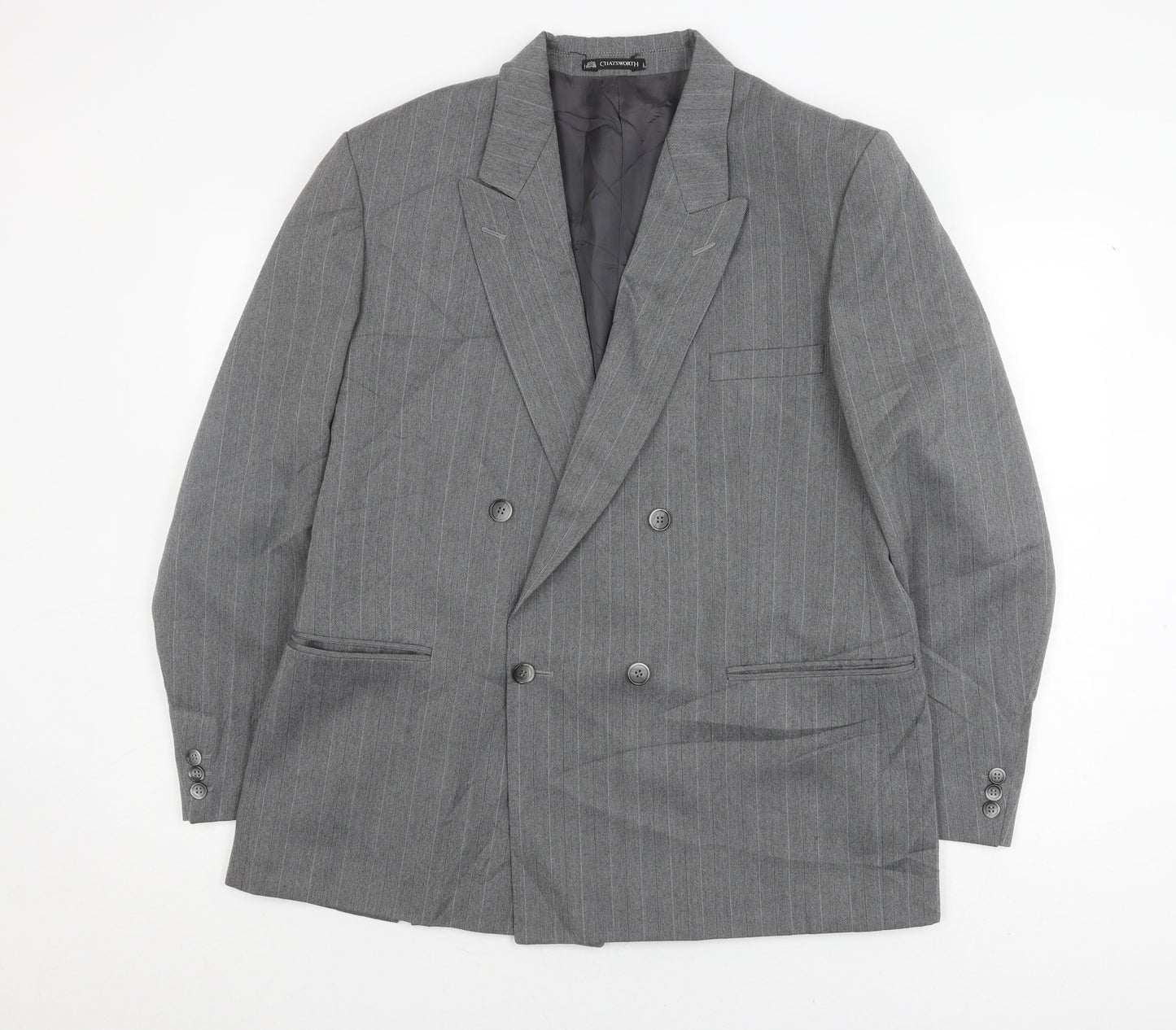 Chatsworth Men's Grey Double-Breasted Blazer, Size 44