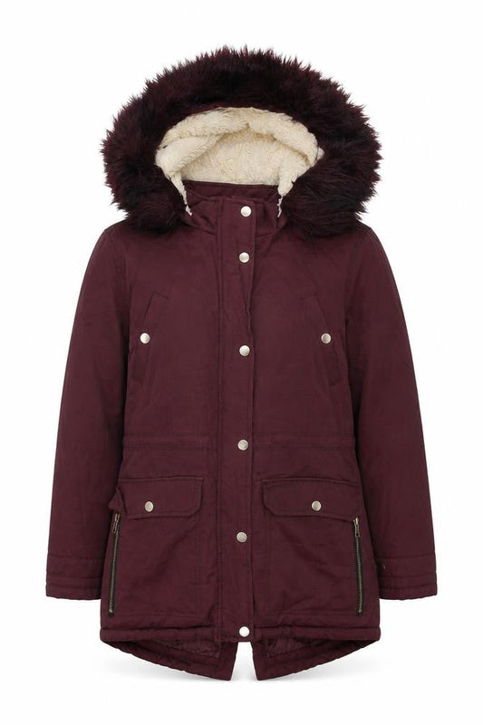 Candy Couture Girls Red Hooded Parka Coat - 13 Years