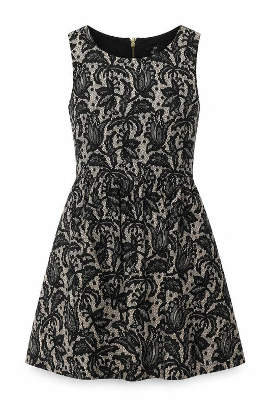 H&M Women's Black Floral Lace A-Line Dress Size 8