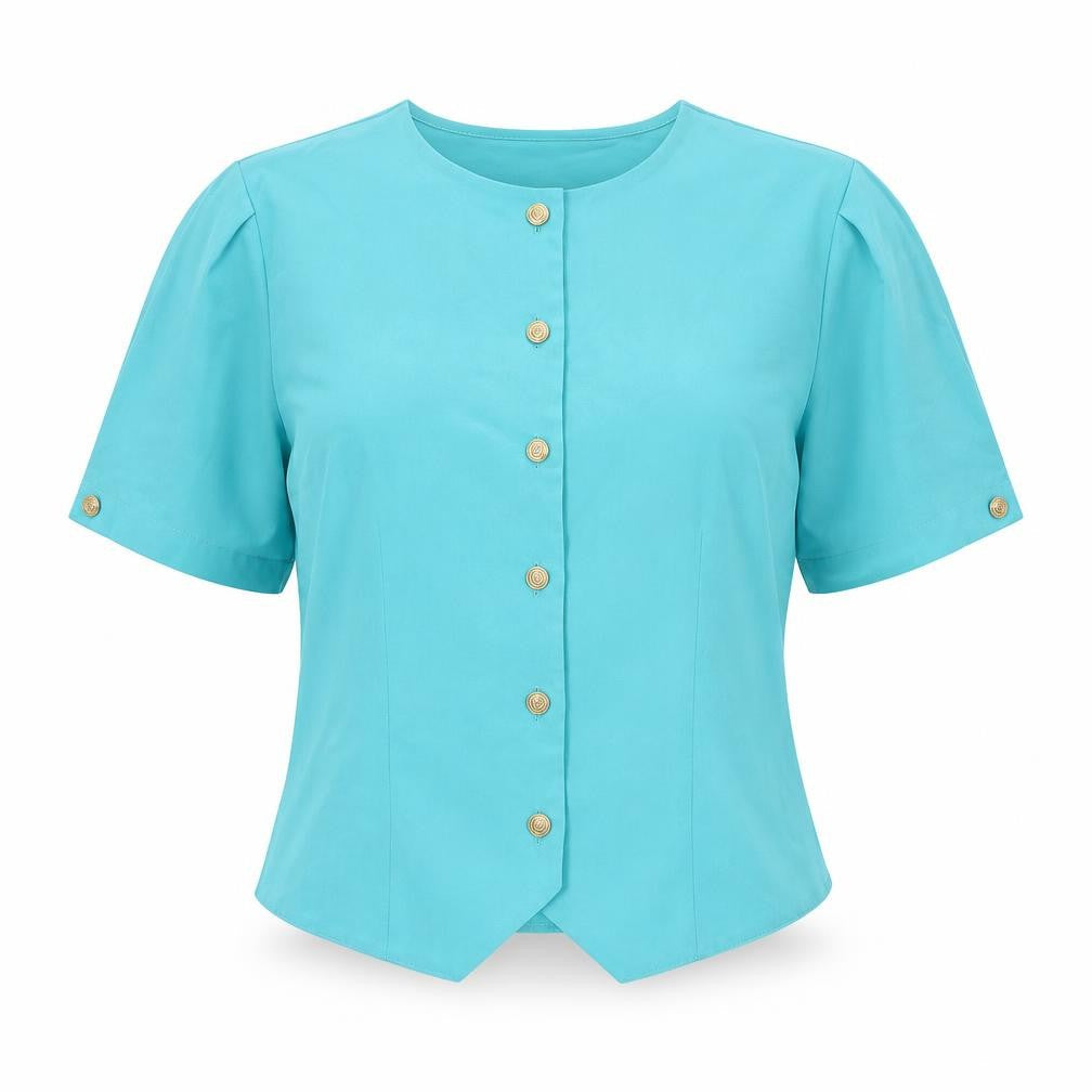 Canda Women's Blue Short Sleeve Blouse, Size 16