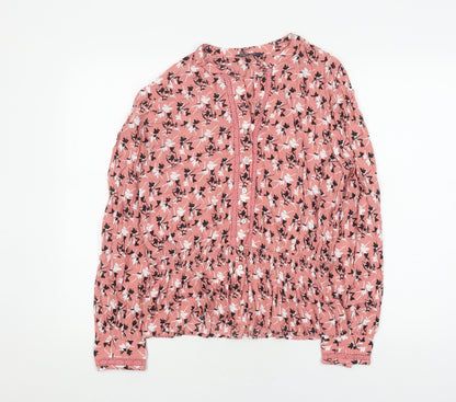 Marks & Spencer Women's Pink Floral Blouse Size 12