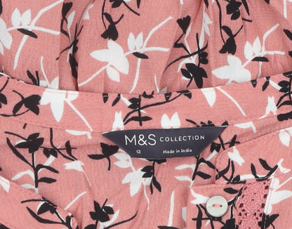 Marks & Spencer Women's Pink Floral Blouse Size 12