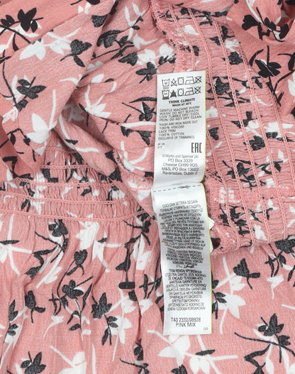 Marks & Spencer Women's Pink Floral Blouse Size 12