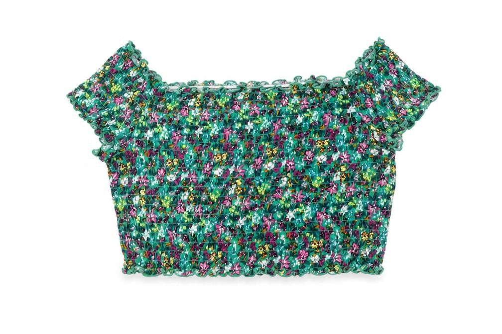 H&M Women's Multicoloured Floral Cropped Blouse Size L