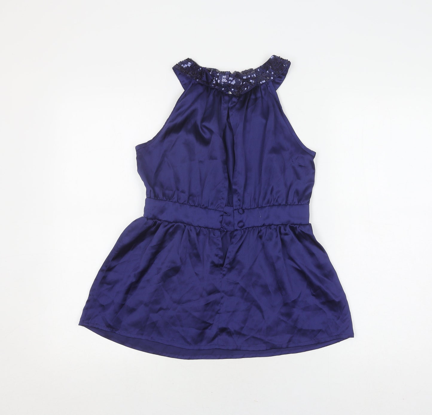 Topshop Women’s Blue Sequin Halter Camisole, Size 8