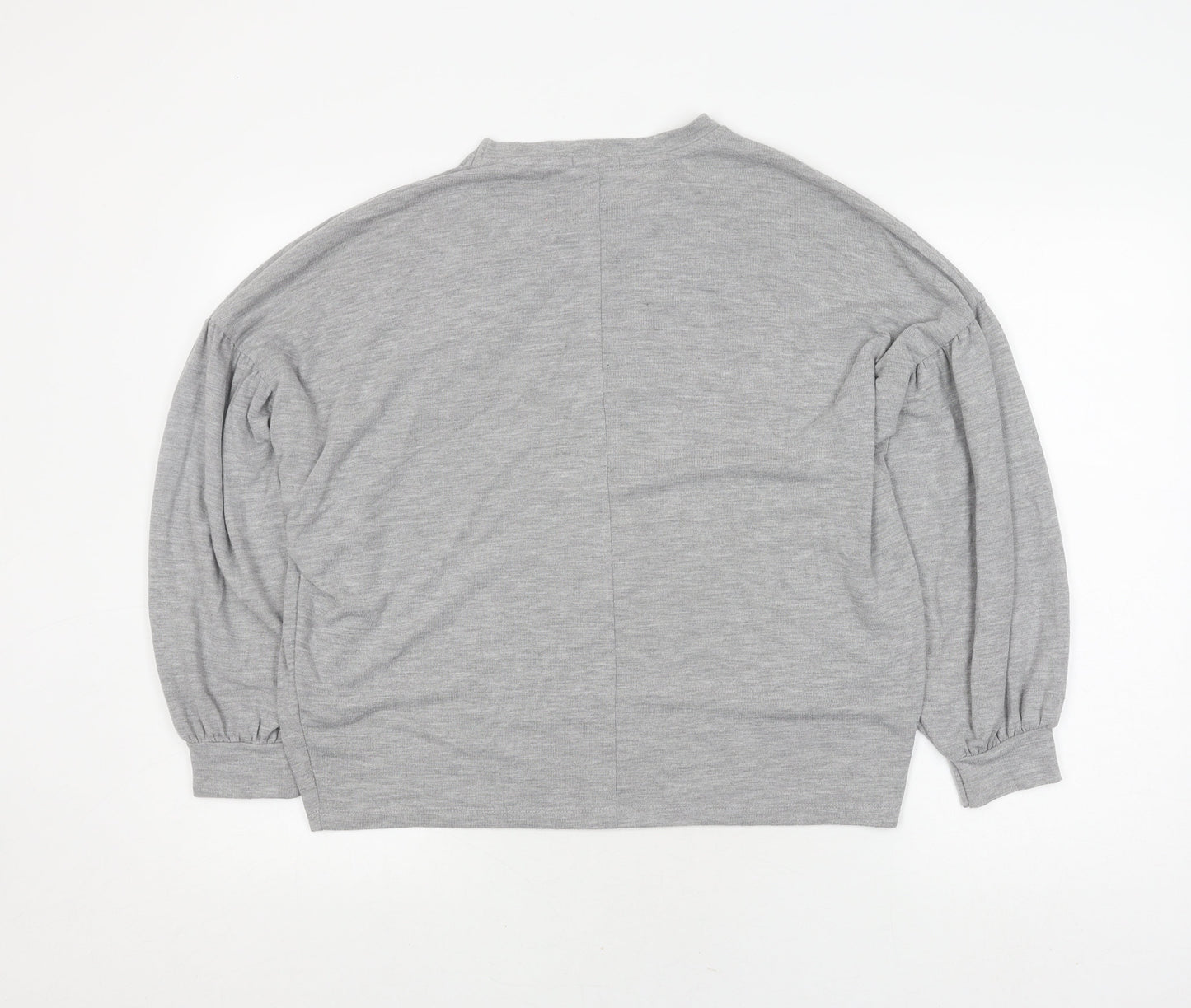 Stradivarius Women's Grey Beaded Crew Neck Pullover - Size 10
