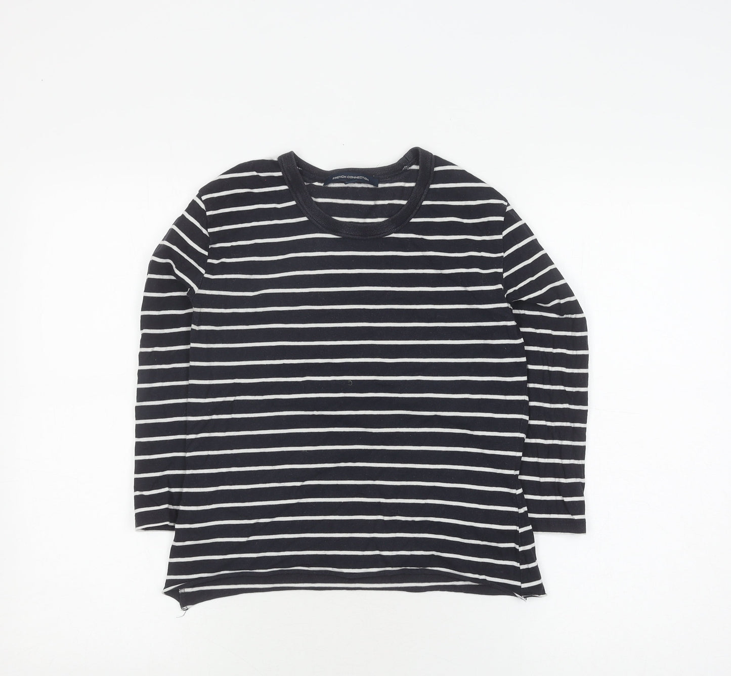 French Connection Women's Black Striped Pullover Jumper Size 12