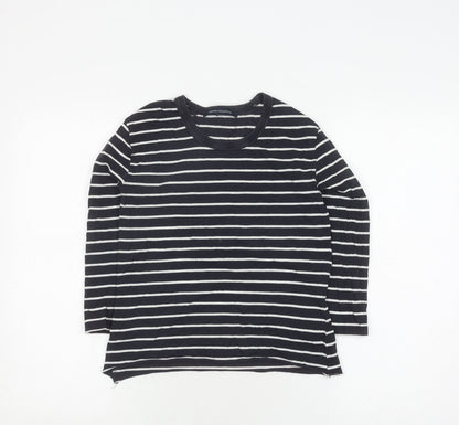 Additional front view of French Connection Women's Black Striped jumper, size 12