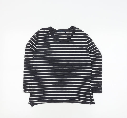French Connection Women's Black Striped Pullover Jumper Size 12