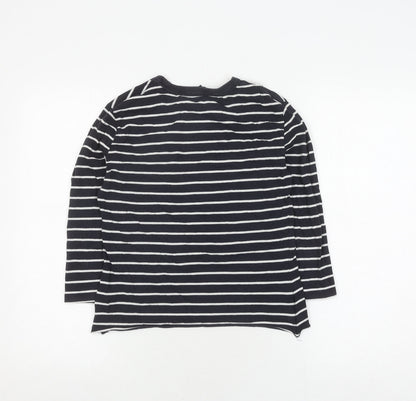 Back view of French Connection Women's Black Striped jumper, size 12