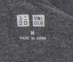 Uniqlo Grey Long Sleeve High Neck Jersey T-Shirt M
