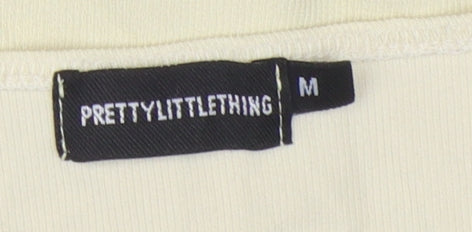 PrettyLittleThing Women's Beige Cropped Button-Up