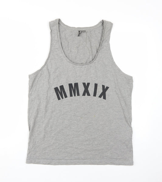 ASOS Men's Grey Sleeveless T-Shirt, Size L, Graphic Print