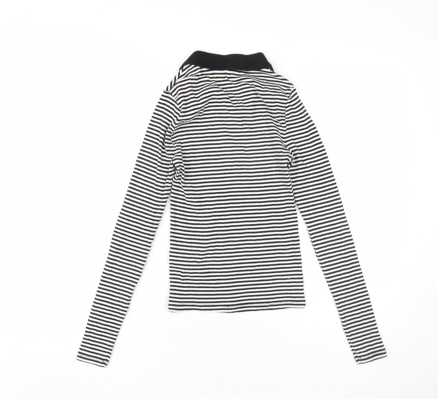 New Look Women's Black Striped Polo Top, Size 6