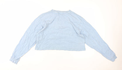 Pull&Bear Womens Blue Cropped T-Shirt, S, Spring