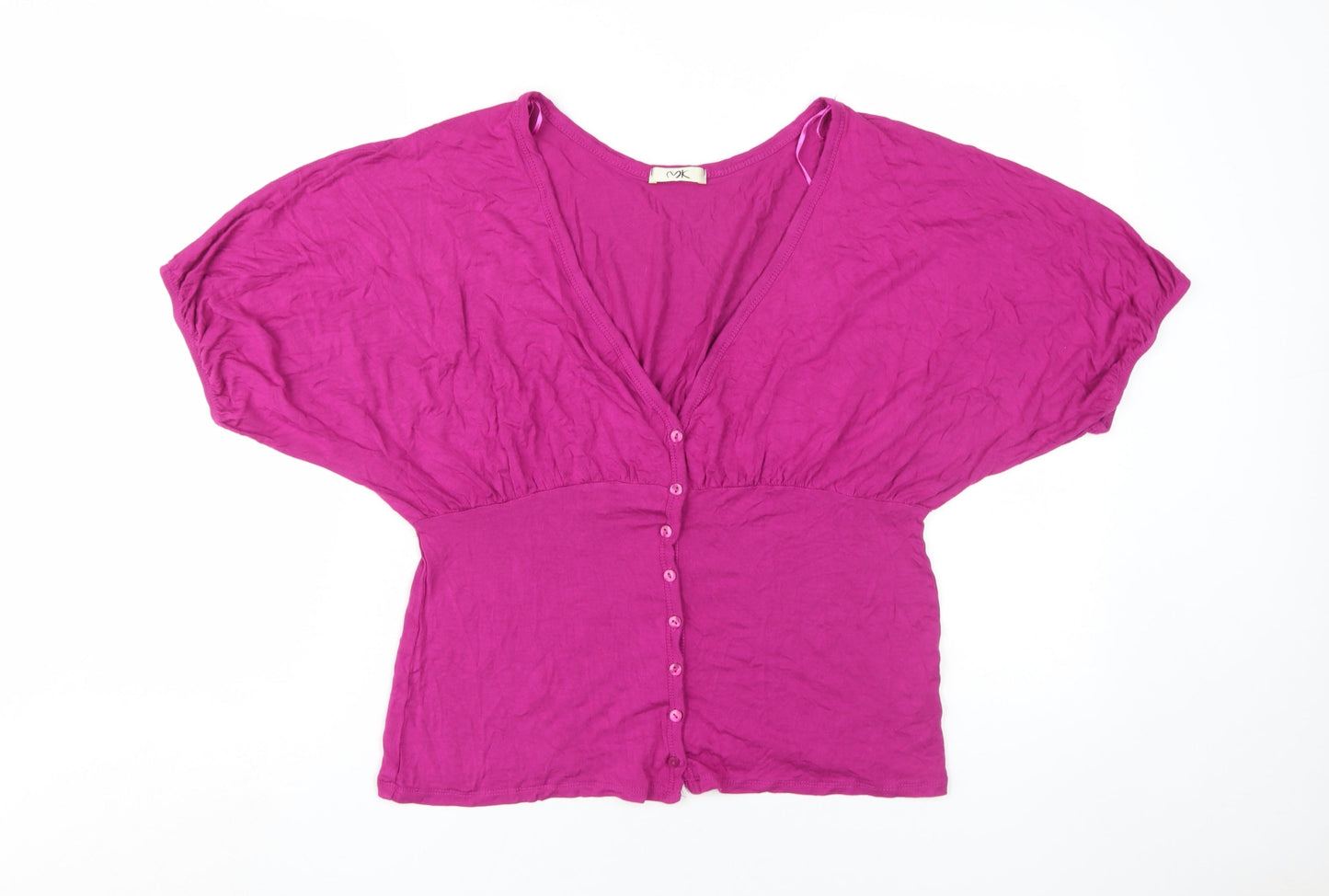 MK Women's Purple Button-Up V-Neck Top Size 16