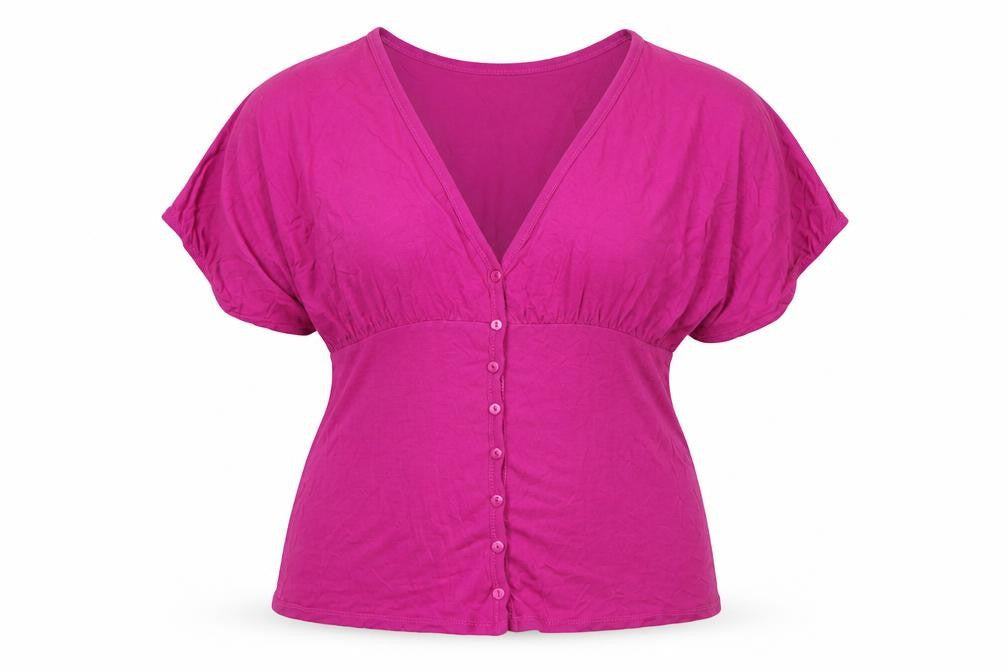 MK Women's Purple Button-Up V-Neck Top Size 16