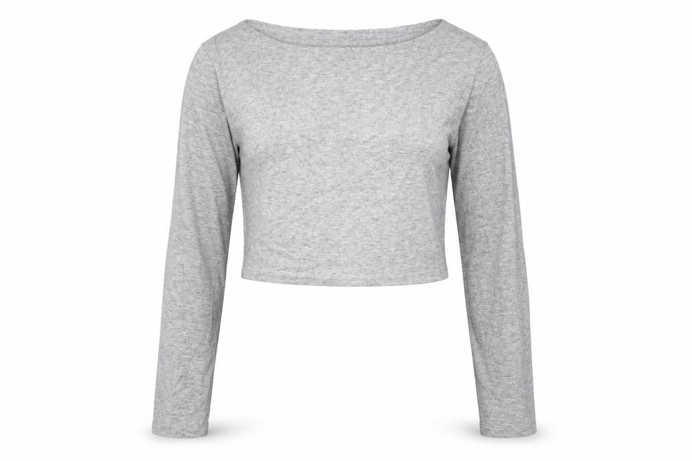 PrettyLittleThing Women's Grey Cropped Crew Neck Top