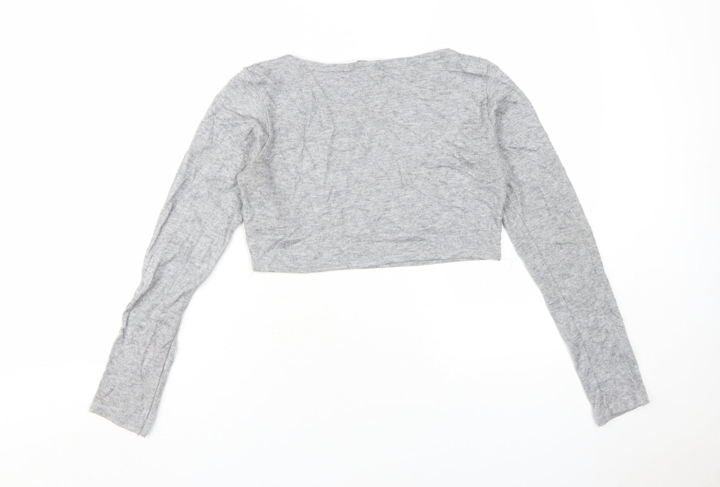 PrettyLittleThing Women's Grey Cropped Crew Neck Top