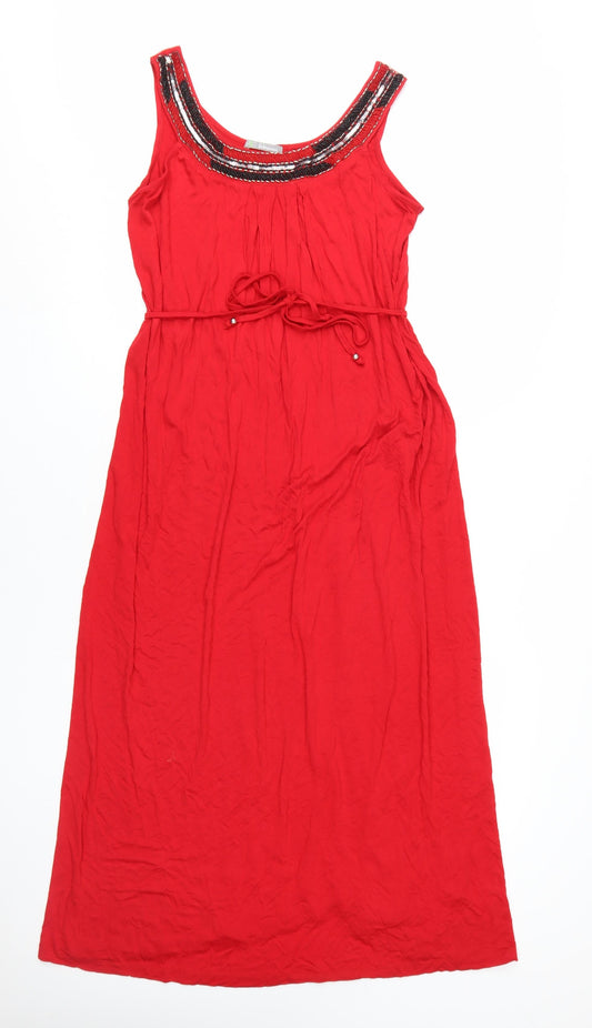 Marks and Spencer Women's Red Midi Fit & Flare Dress