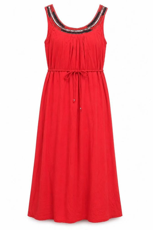 Marks & Spencer Women's Red Midi Fit & Flare Dress