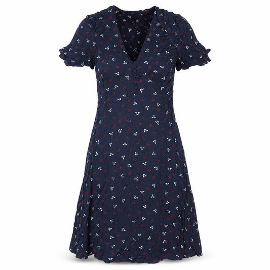 H&M Women's Blue Floral A-Line Dress, Size 8, Viscose