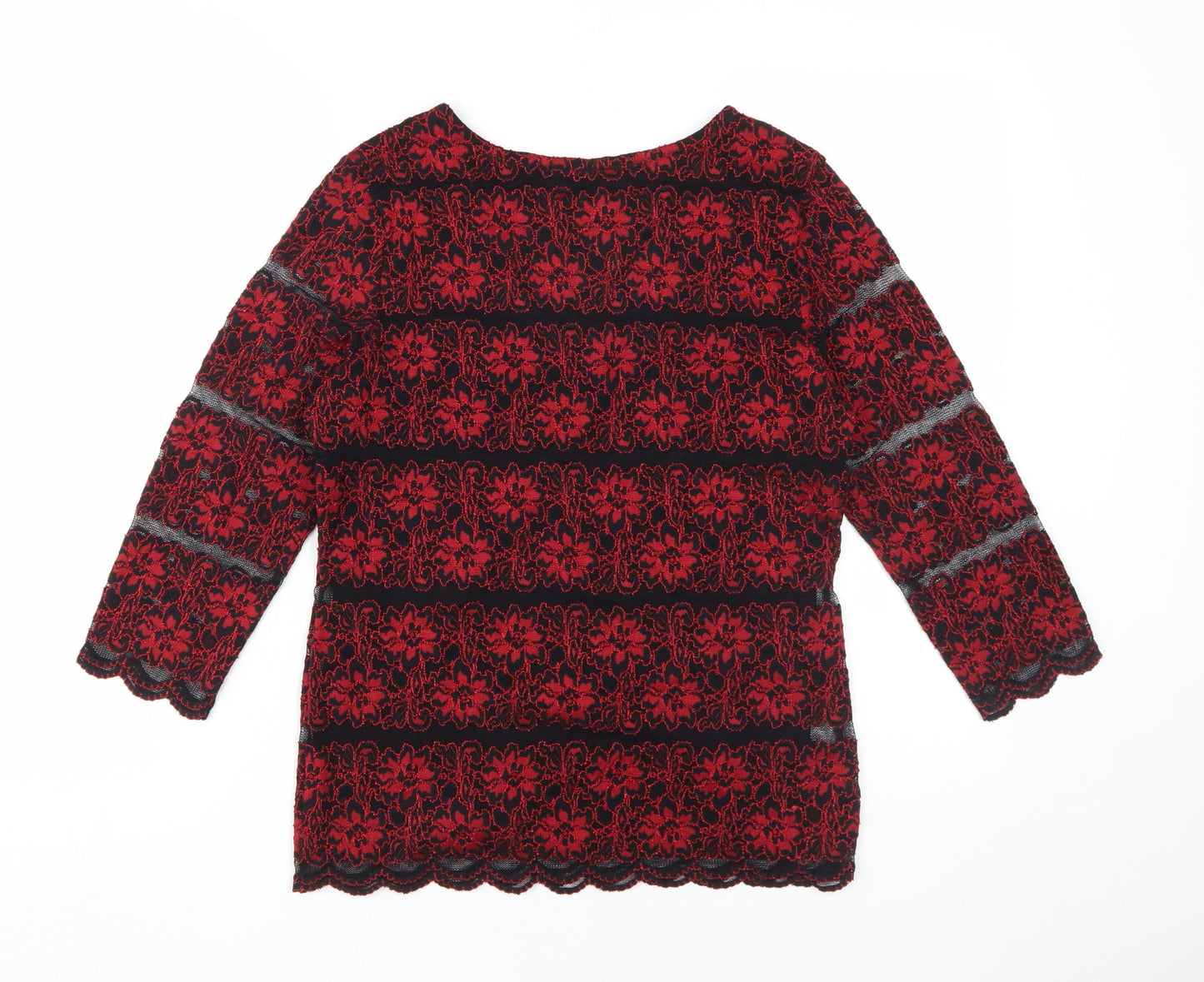 Marks and Spencer Women's Red Lace V-Neck Blouse Size 10