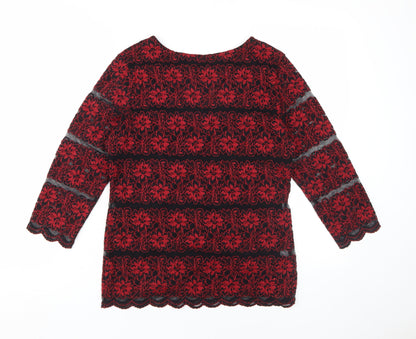 Marks & Spencer Women's Red Lace V-Neck Blouse Size 10