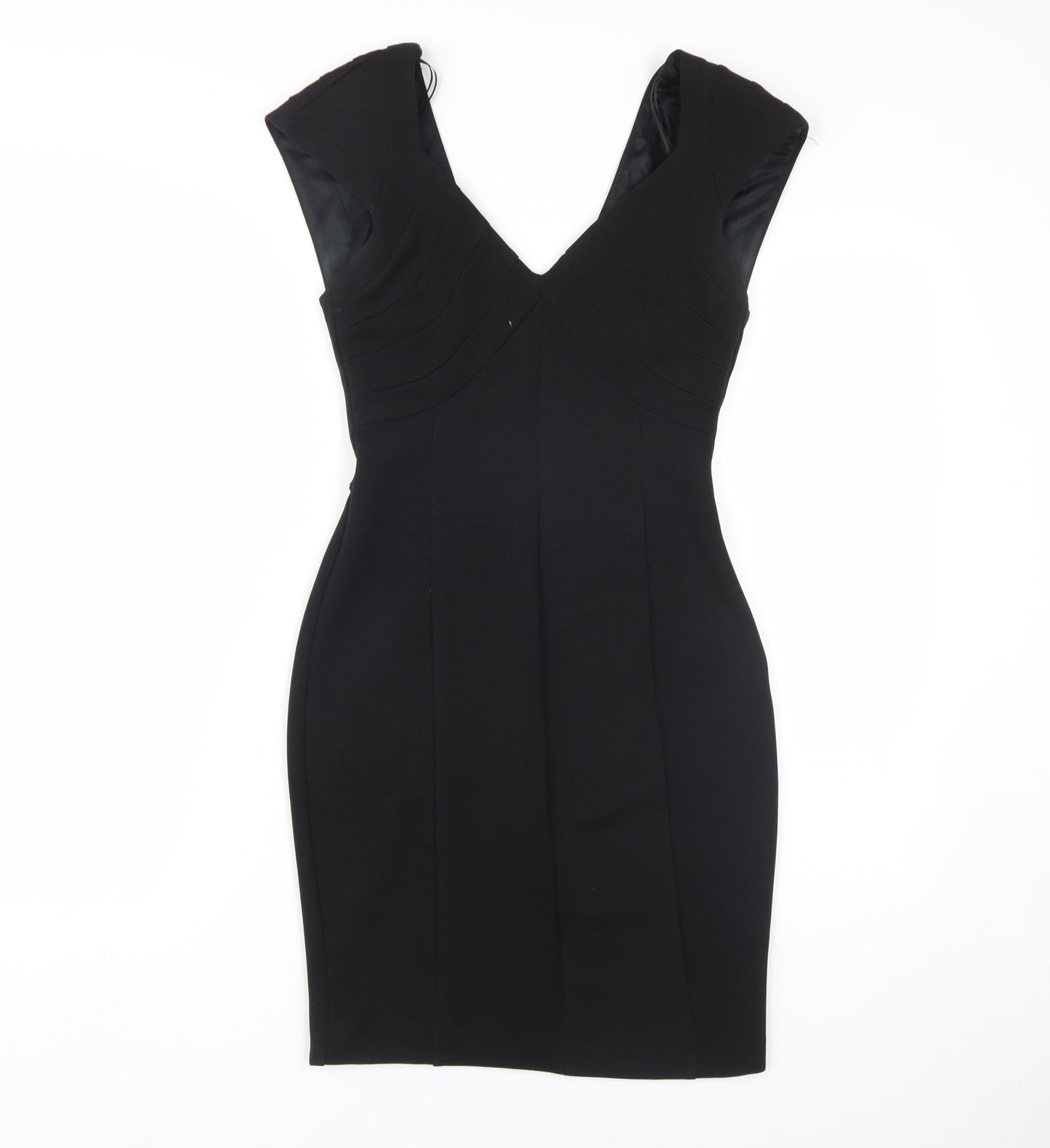 Zara Women Black XS V-Neck Pencil Dress, Party, Stretch