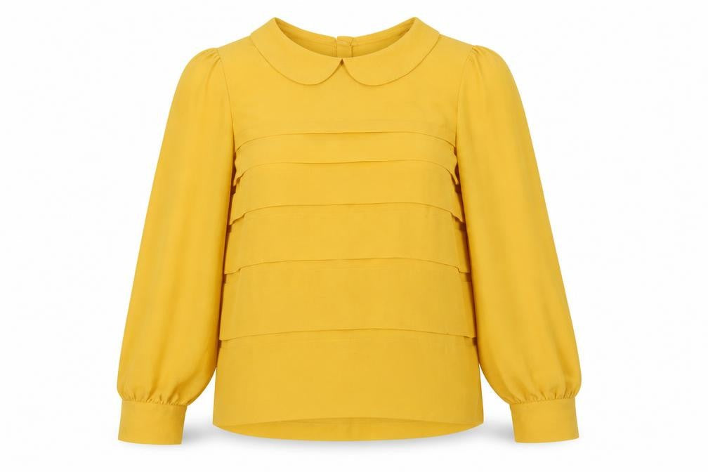 Topshop Yellow Women's Blouse Size 8 Collared Woven Casual