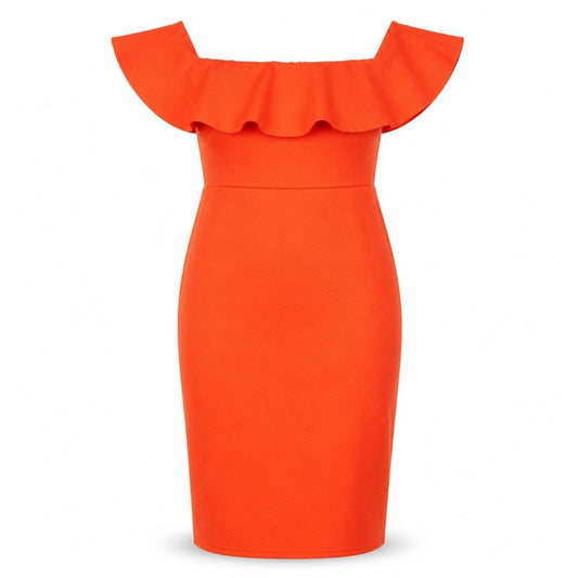 New Look Women's Orange Midi Off Shoulder Dress