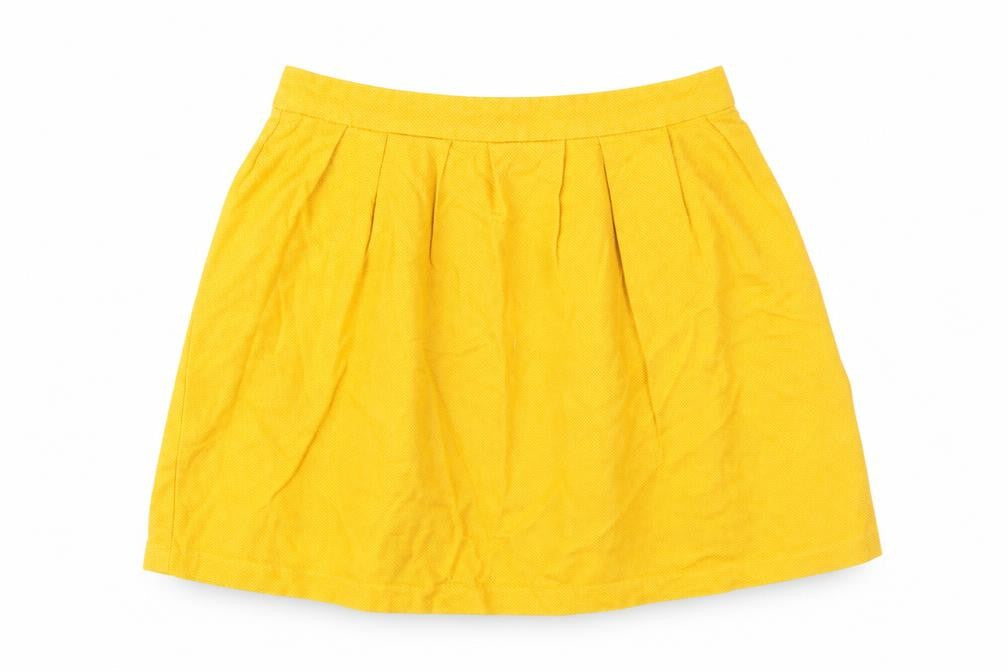 Stradivarius Women's Yellow Pleated Short Skirt