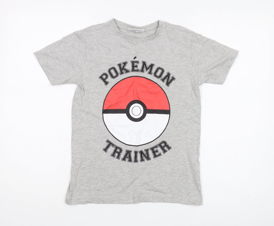Pokémon Boys Grey T-Shirt 9-10 Years Graphic Print Logo