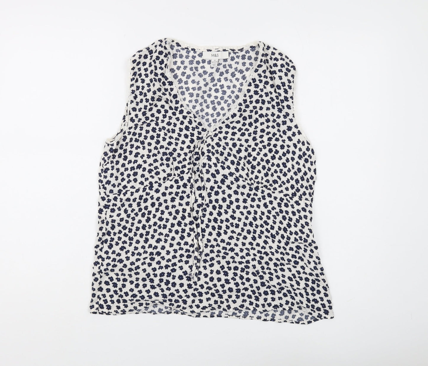 Marks and Spencer Women's White Floral Blouse Size 10