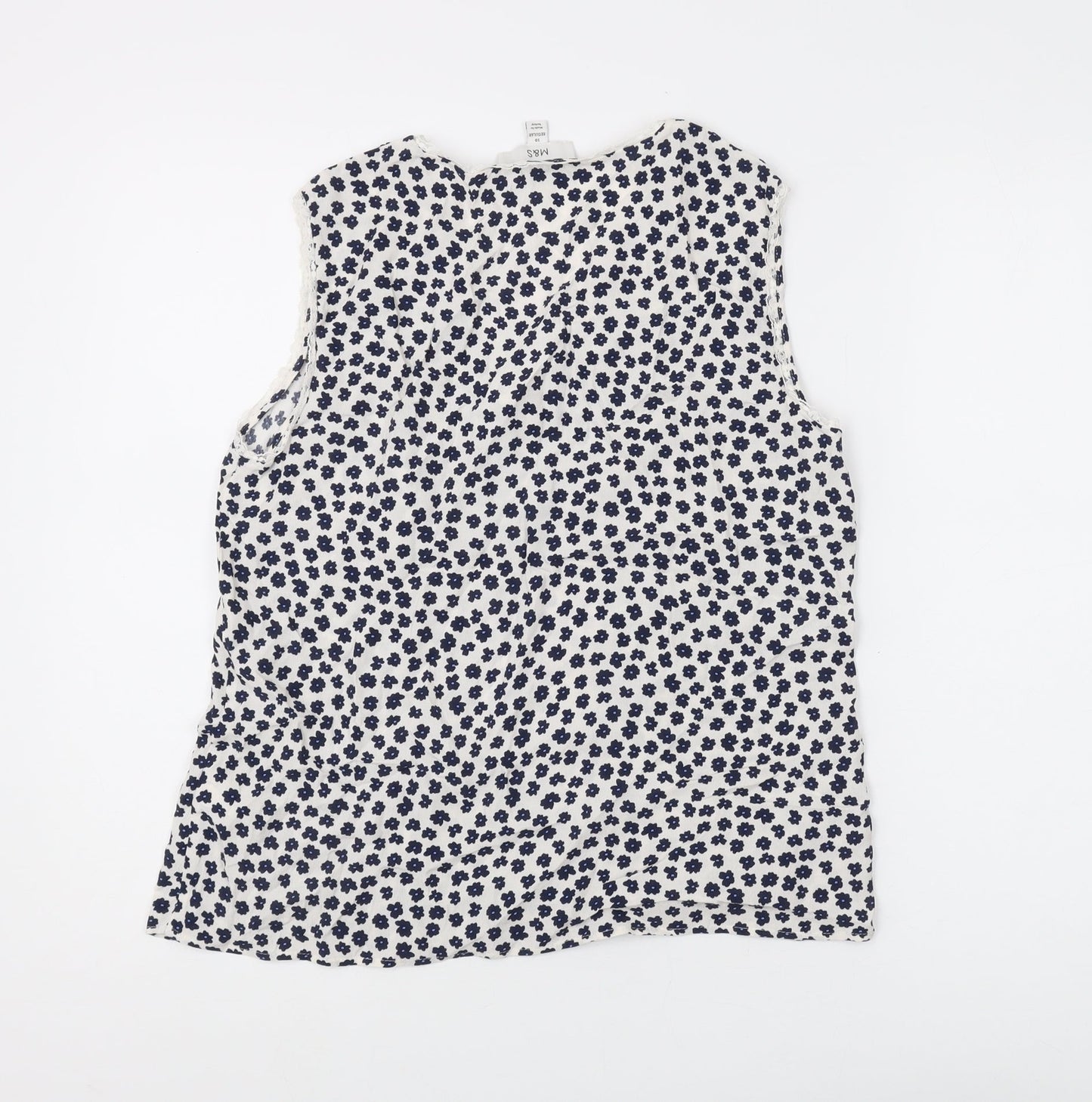 Marks and Spencer Women's White Floral Blouse Size 10