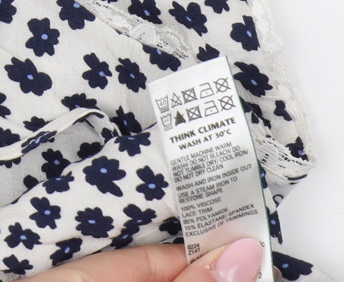 Marks and Spencer Women's White Floral Blouse Size 10
