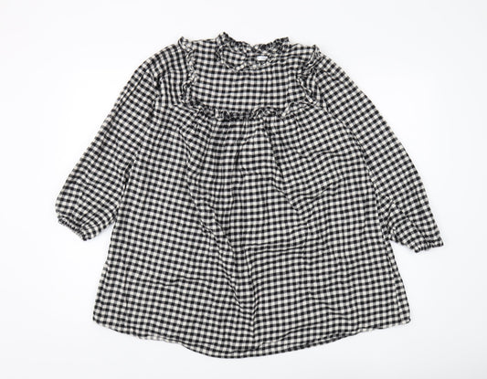 Next Girls Black Check A-Line Dress 11 Years Long Sleeve
